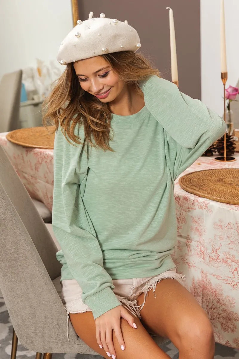 BiBi Slub Terry Puff Shoulder Sweatshirt 86952d693e5447df9917fab7d326eca8-Max-Origin