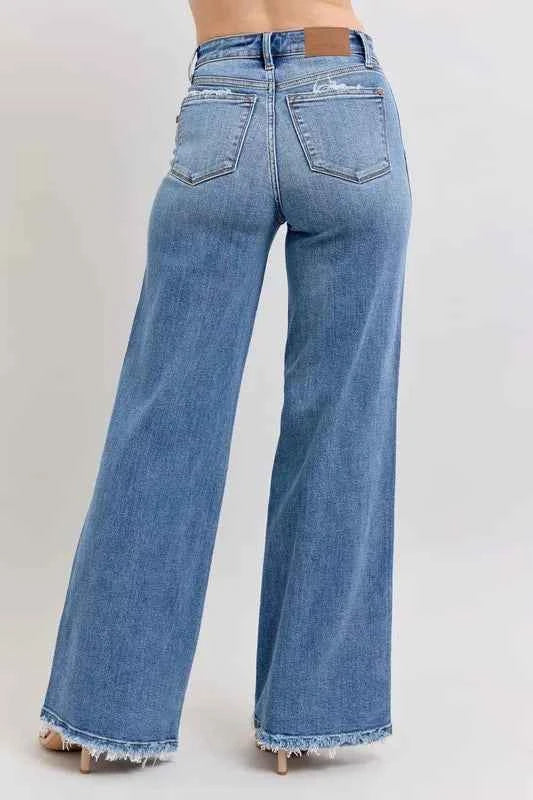 Judy Blue Full Size Raw Hem Wide Leg Jeans Plus Size 86a6c71cf4a6456cbb6efc4b3757edb9-Max-Origin