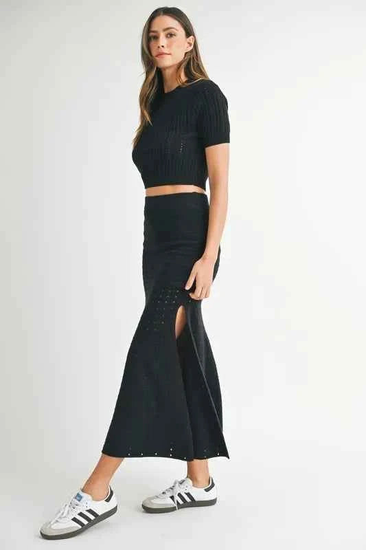 MABLE Pointelle Short Sleeve Crop Top and Slit Skirt Sweater Set 86aa67af-5f8c-4b0a-b605-f7392f8c43b6-Max-Origin