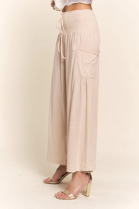 J.NNA Smocked Waist Boho Wide Leg Pants with Pockets 86afdb01-33a2-4953-8ddc-da21f84acbc2-Max