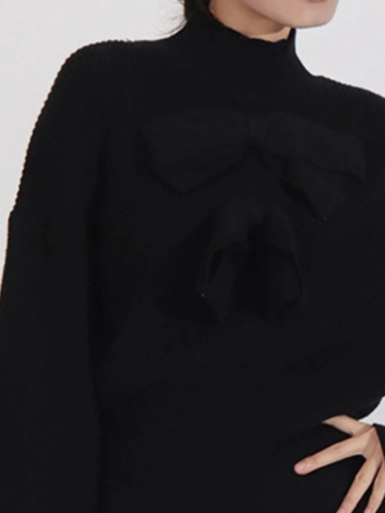 Bow Front Turtleneck Long Sleeve Sweater 86bba442-27c9-494c-a227-1eeeb0af804b-Max-Origin