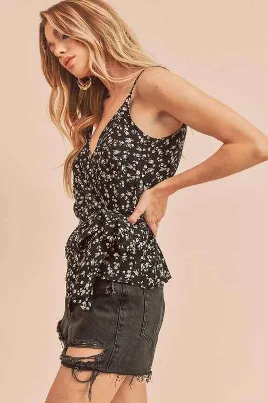 Aemi + Co Ditsy Floral Surplice Adjustable Straps Cami 86bef9cc-c06f-47e3-bef9-5495407b8733-Max