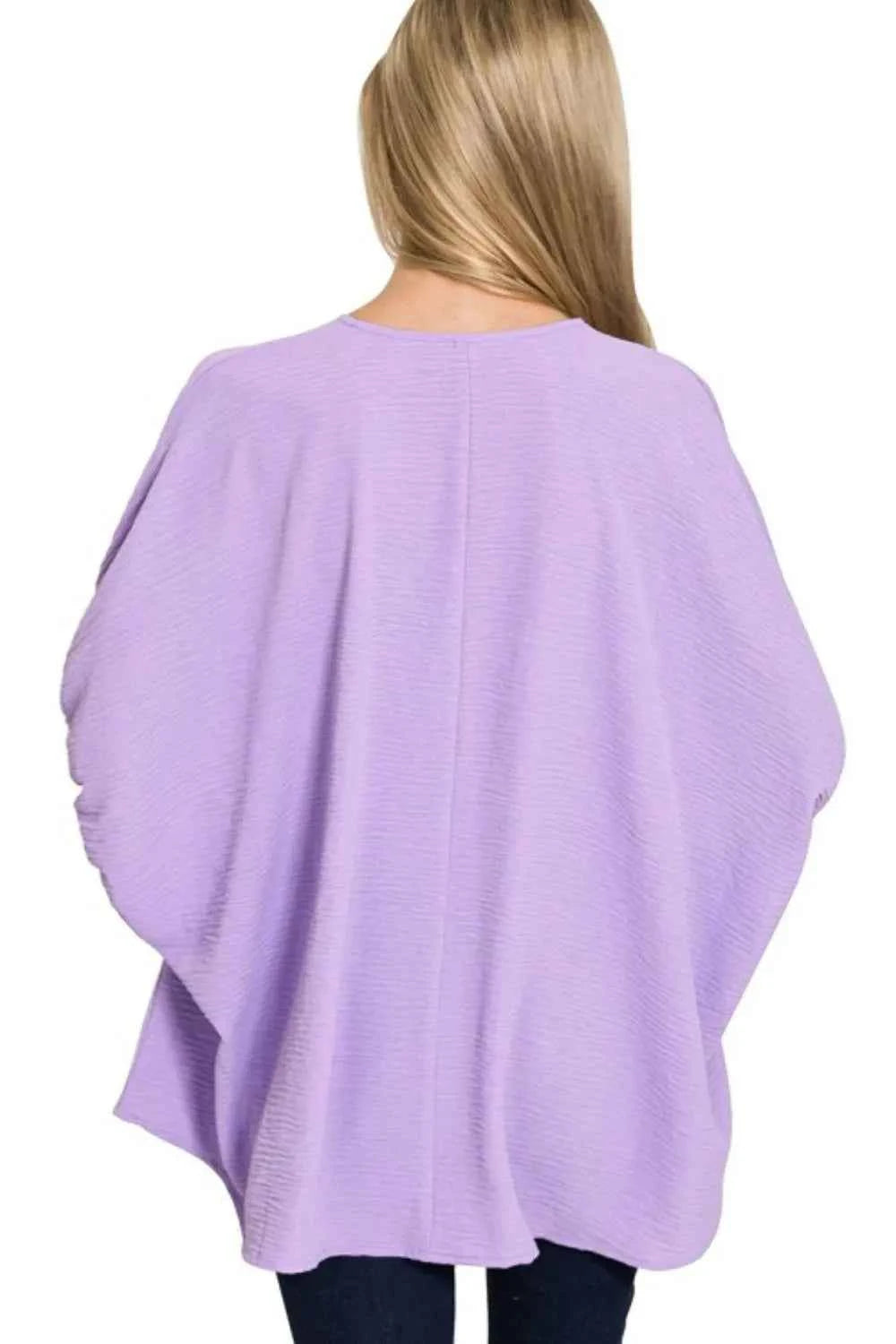Zenana Woven Airflow V-neck Puff Half Sleeve Top 86cdc4c2-cd72-4ba0-9913-a46f94c4cb25-Max-Origin