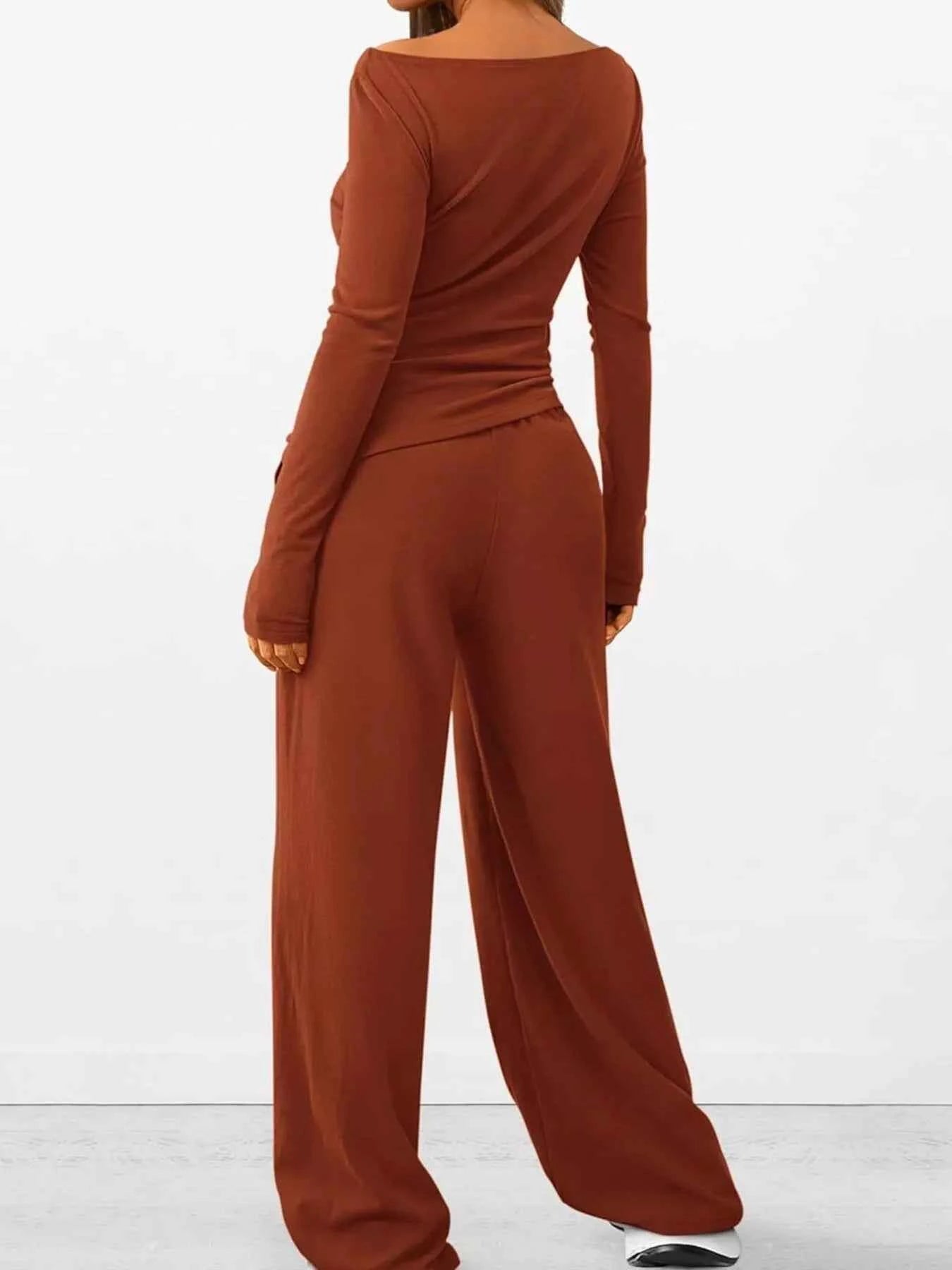 Long Sleeve Top and Wide Leg Pants Set 86d52c81259b489fada43bd8ca6e907f-Max-Origin