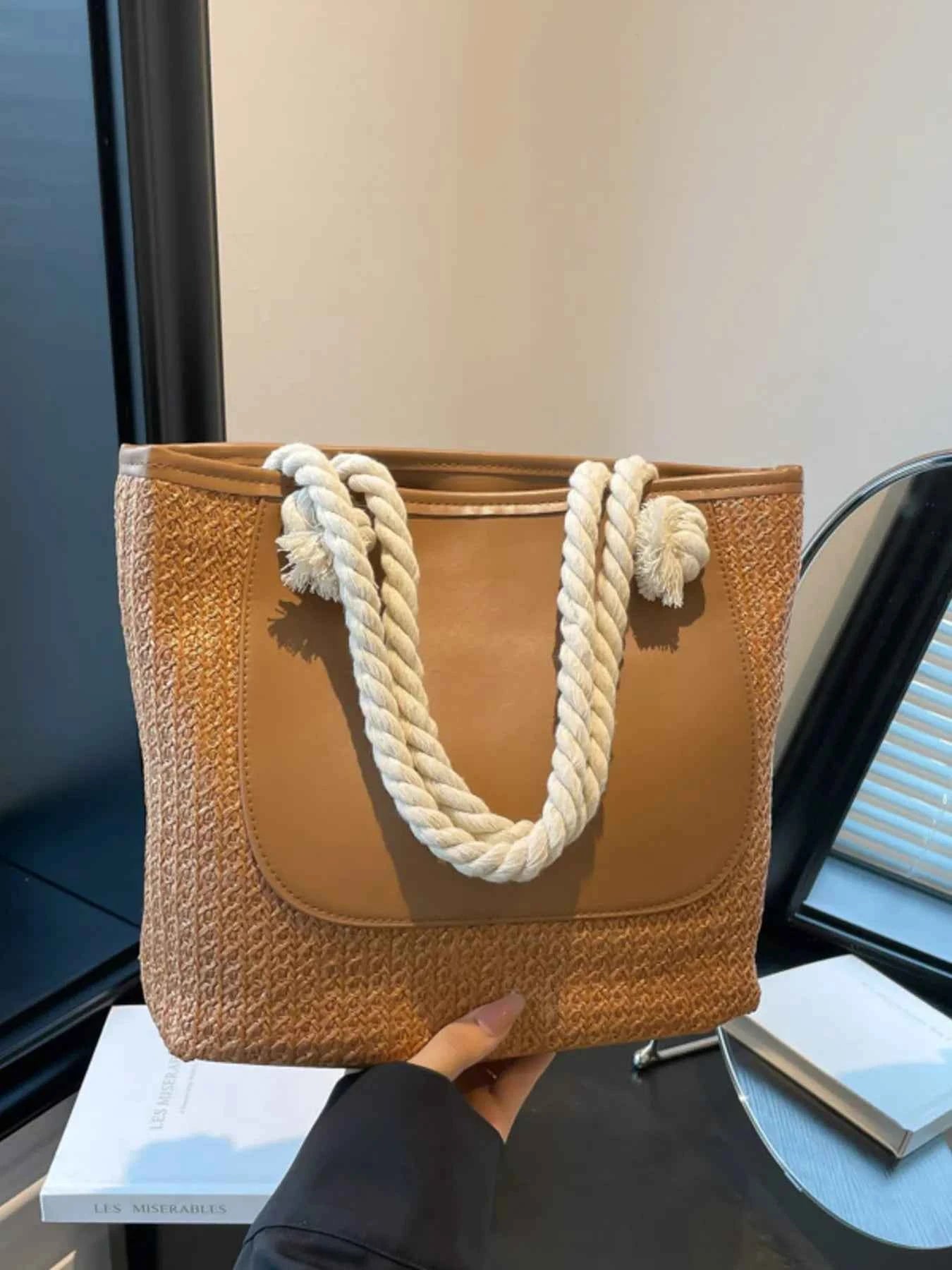 Rope Handle Straw Tote Bag 86e3841eea444b64a22f44a69e01d158-Max-Origin