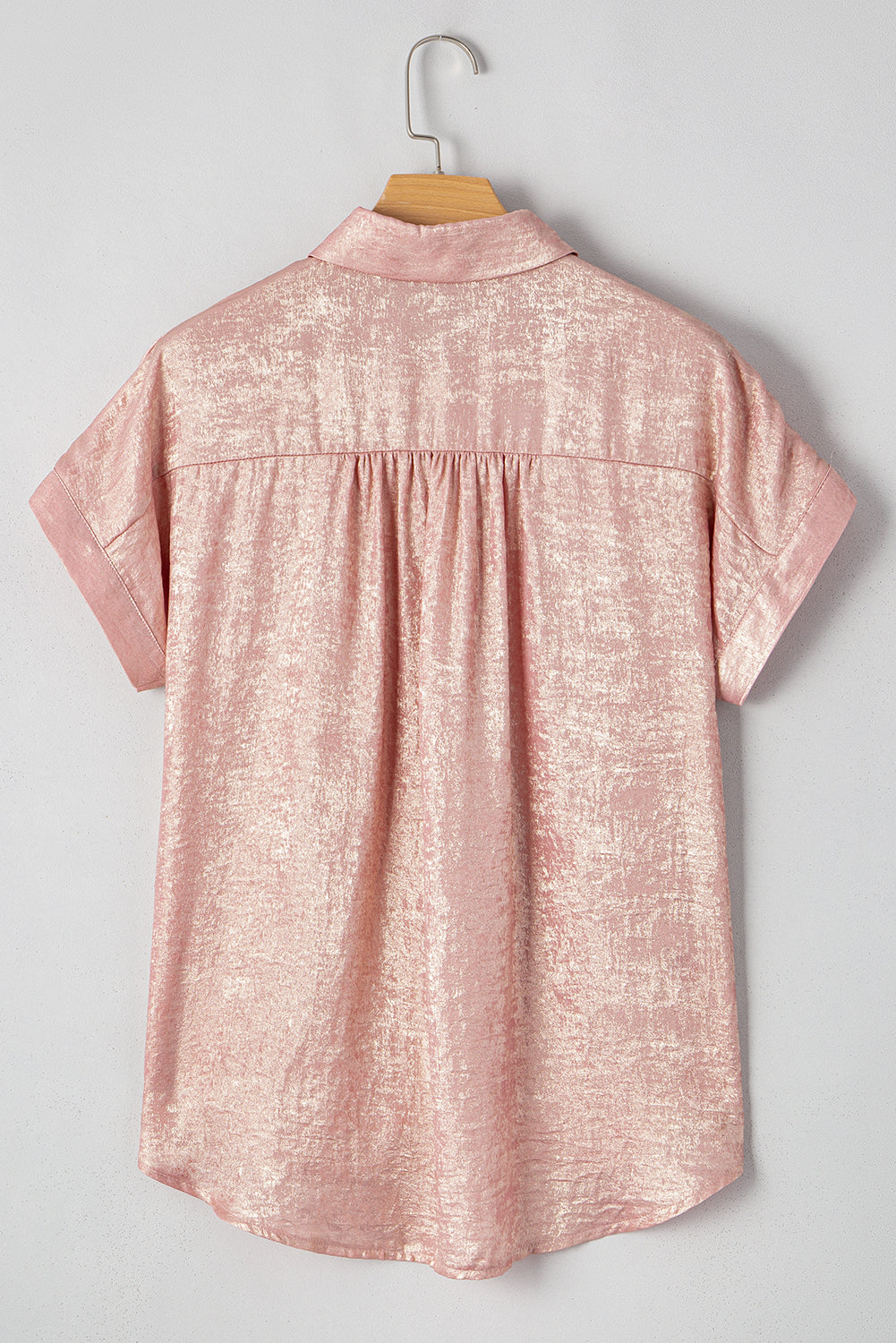 Delicacy Metallic Buttoned Loose Fit Short Sleeve Shirt 8706c0ca1c4bd1ab