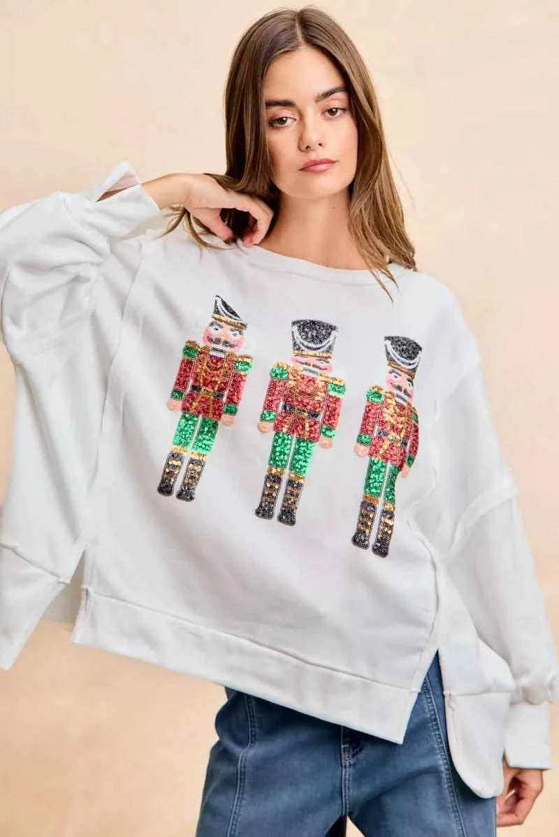 BiBi Christmas Sequin Nutcrackers Embroidery Sweatshirt 87076889782a4a9a80ff31ae92f814ed-Max-Origin
