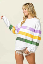 BiBi Sequin Mardi Gras Striped Round Neck Sweatshirt 872fc7b79dff48cb942c61e6258d72f4-Max-Origin