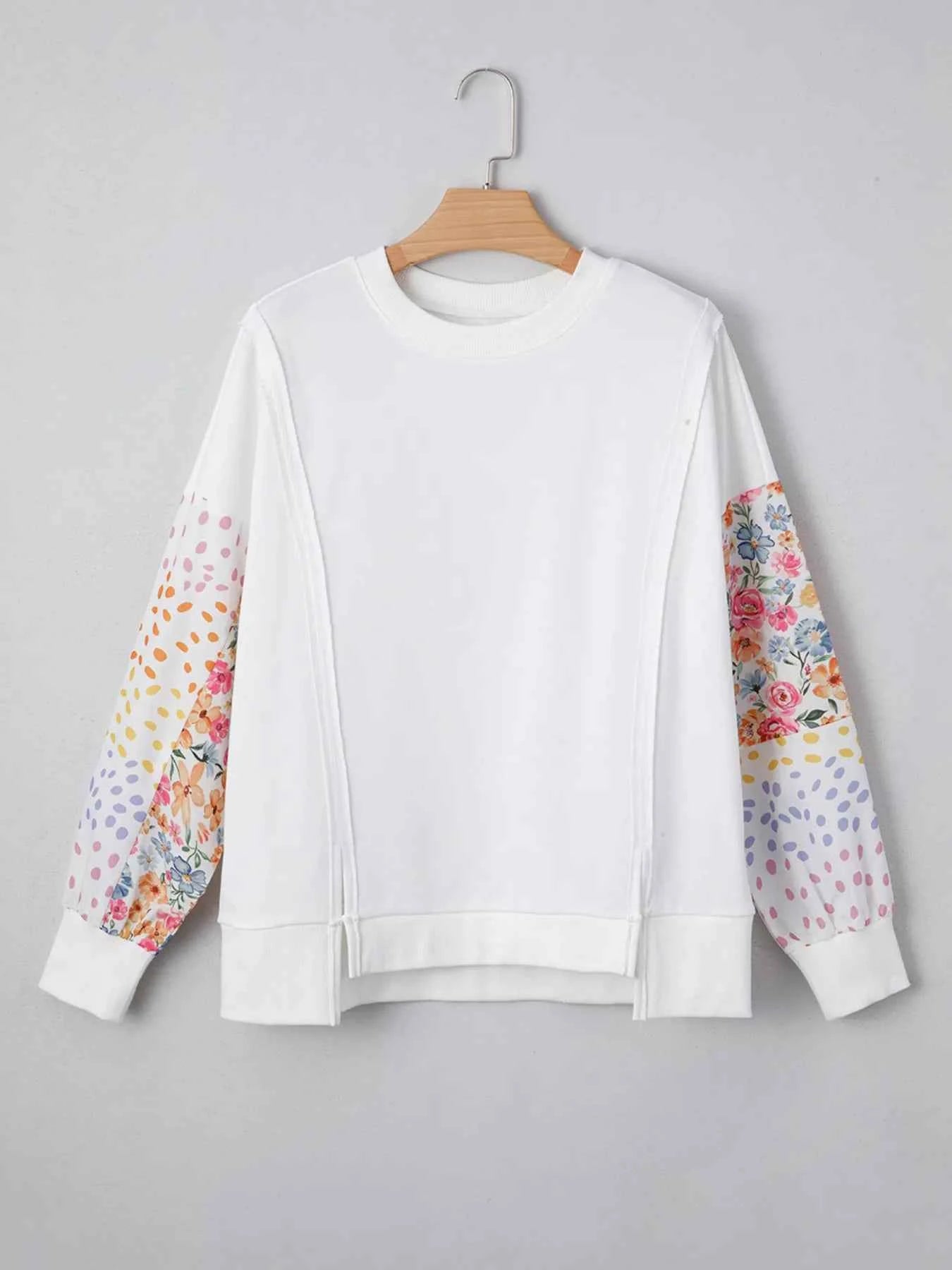 Floral Print Long Sleeve Sweatshirt 87408ff4443b4d5290fac6250ed4bd03-Max-Origin