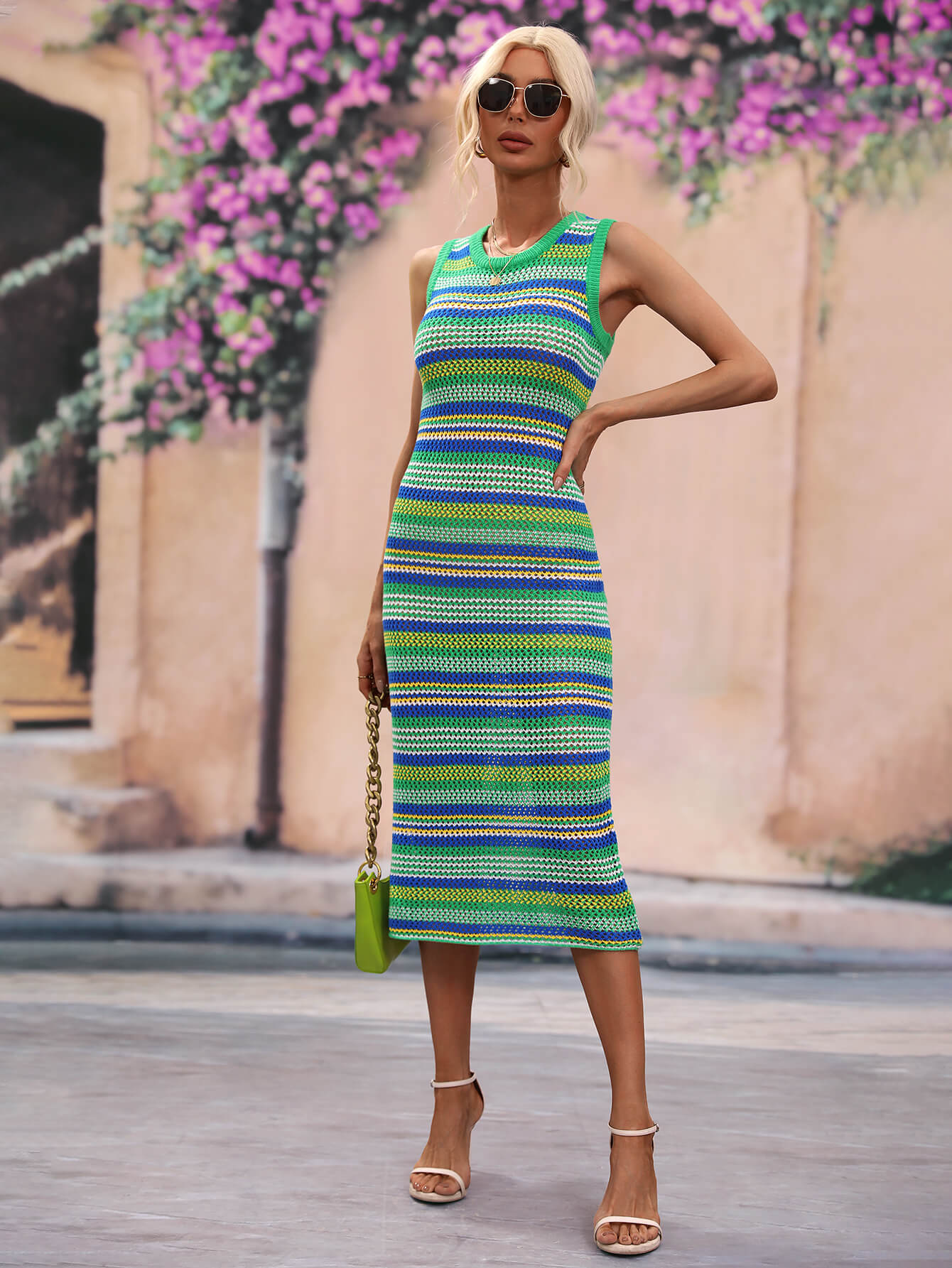 Striped Round Neck Sleeveless Midi Cover Up Dress 875f4d7d214b4ecaa01d86cab1d2a1e2-Max