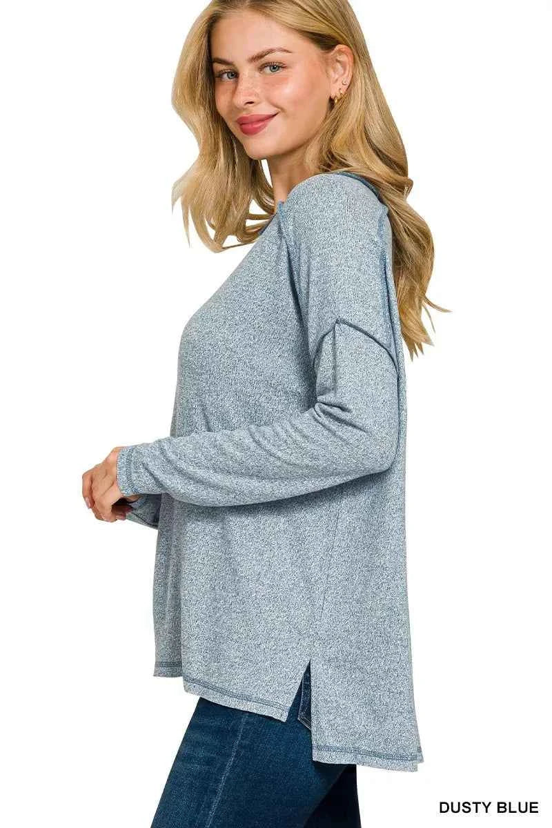 Zenana Full Size Melange Hacci Exposed Seam Hi-low Tee Plus Size 8766460d2670475eb0e75f5bce79c38b-Max-Origin