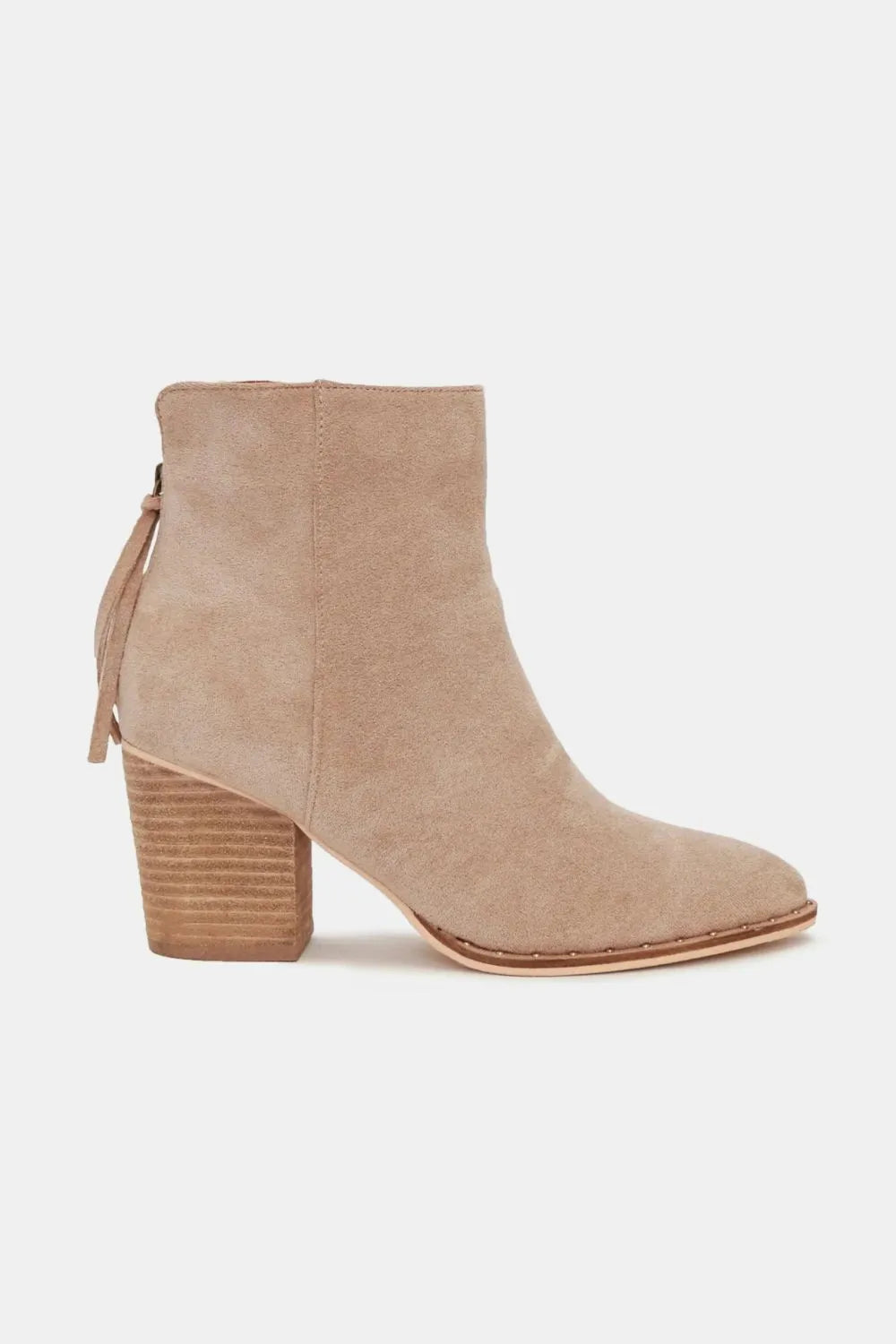 Beast Fashion Suede Point Toe Ankle Booties Taupe 876d5741-431e-421e-a114-ed9b6b5bd7f6-Max