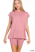 Zenana Brushed Dty Microfiber Top & Biker Shorts LT ROSE 877e5835953c42659ff5220f9f1e5977-Max-Origin