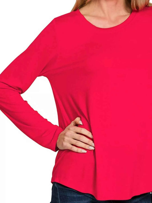 Flowy Round Hem Rayon Long Sleeve Top 8783d3b5-40f9-4121-b720-4ee427ef3e9e-Max-Origin