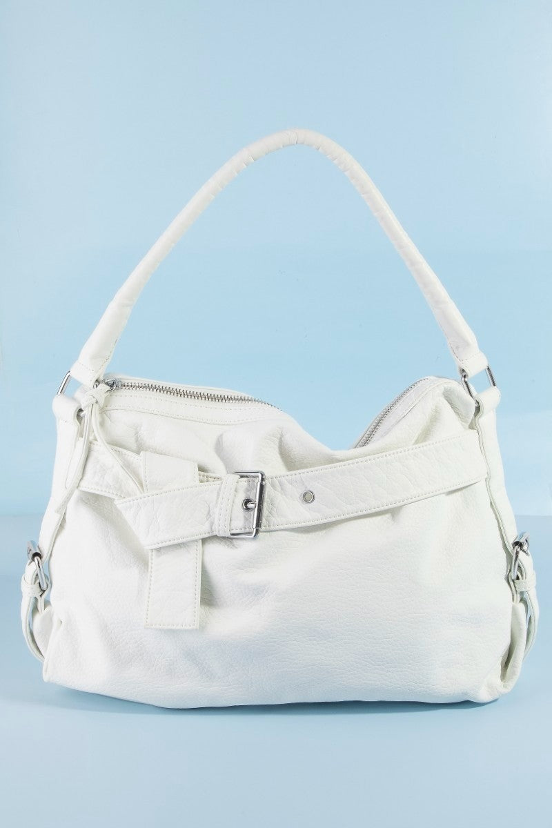Fame Buckle Strap Detail Leather Handbag WH one size 87846d96-44b7-48e9-a513-4fac8049d285-Max