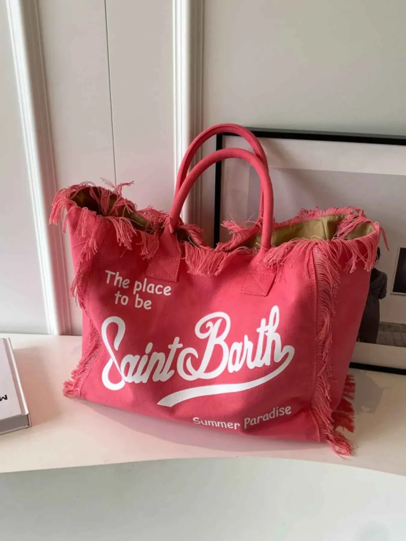 Fringe Letter Canvas Tote Bag 87960d49e76e40b1be2a9fa996160e53-Max-Origin