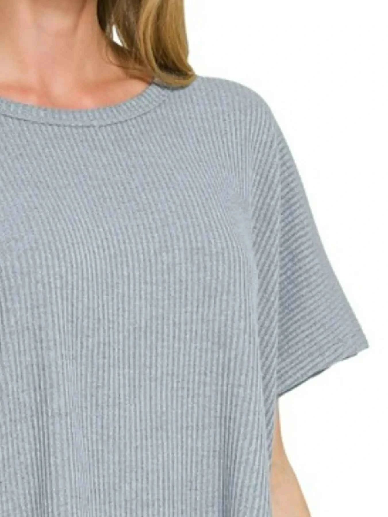 Zenana Ribbed Round-Neck Short-Sleeve Knit Top 879b5cfd-4209-4e8f-b6e0-32514b488585-Max-Origin