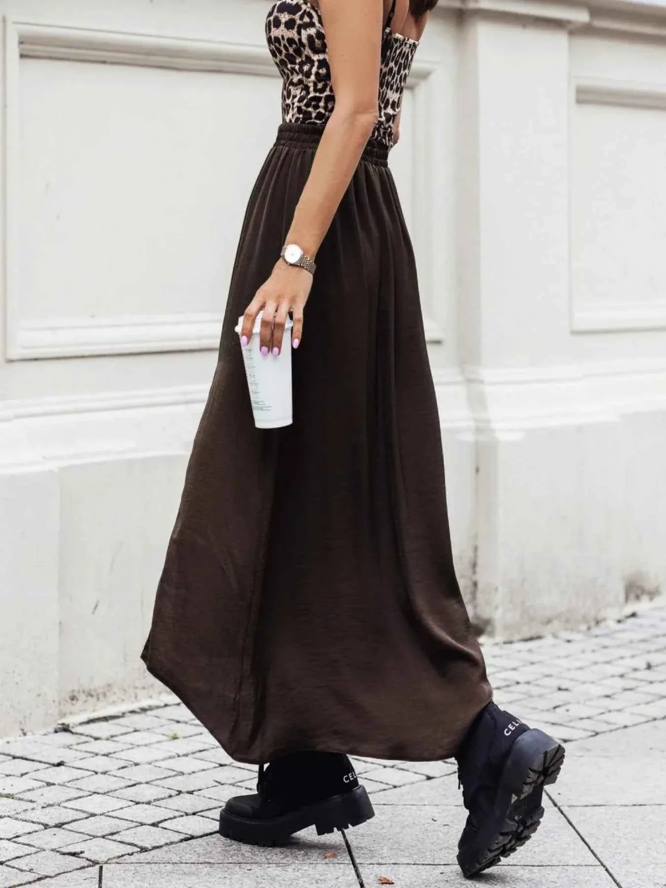 Elastic Waistband High-Slit Maxi Skirt 87a1c4a833cc456d9c0268c37963e17d-Max-Origin