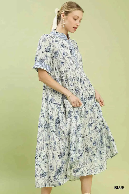Floral Tiered Midi Dress with Ruffle Trim 87a4440c-2143-4100-b2b2-5d5a403c45d9-Max-Origin