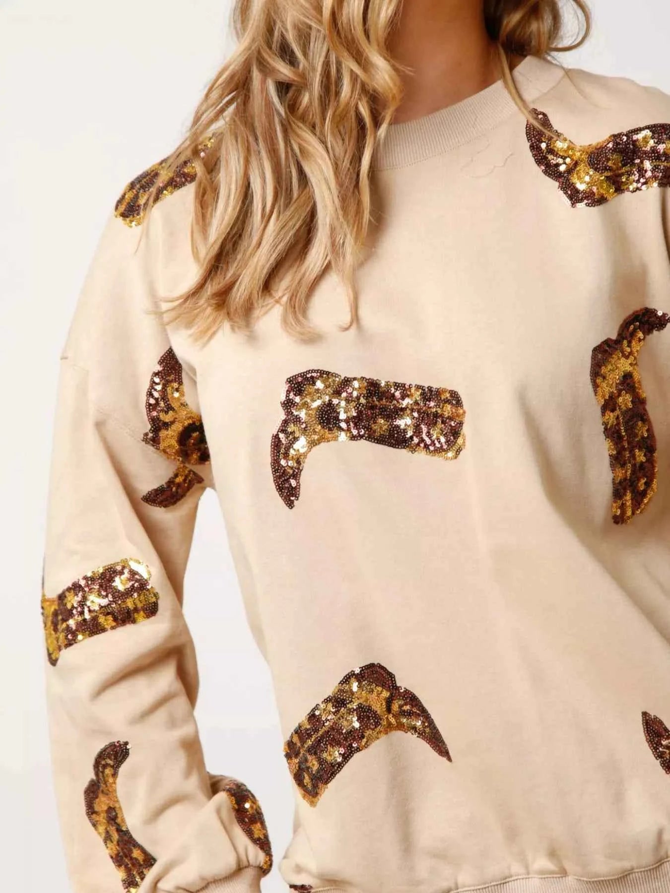 Sequin Boot Crewneck Sweatshirt 87c189ed-5b30-4b5f-88c9-c02bac2286fb-Max-Origin