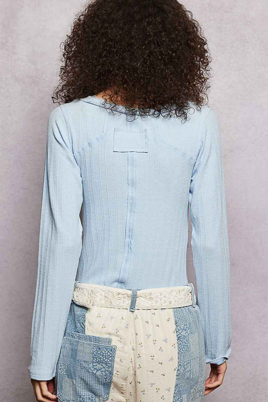 V-Neck Long Sleeve Ribbed Top with Lace-Accent Neckband 87c9b553-722a-4904-94b6-ad4fe29c1d53-Max