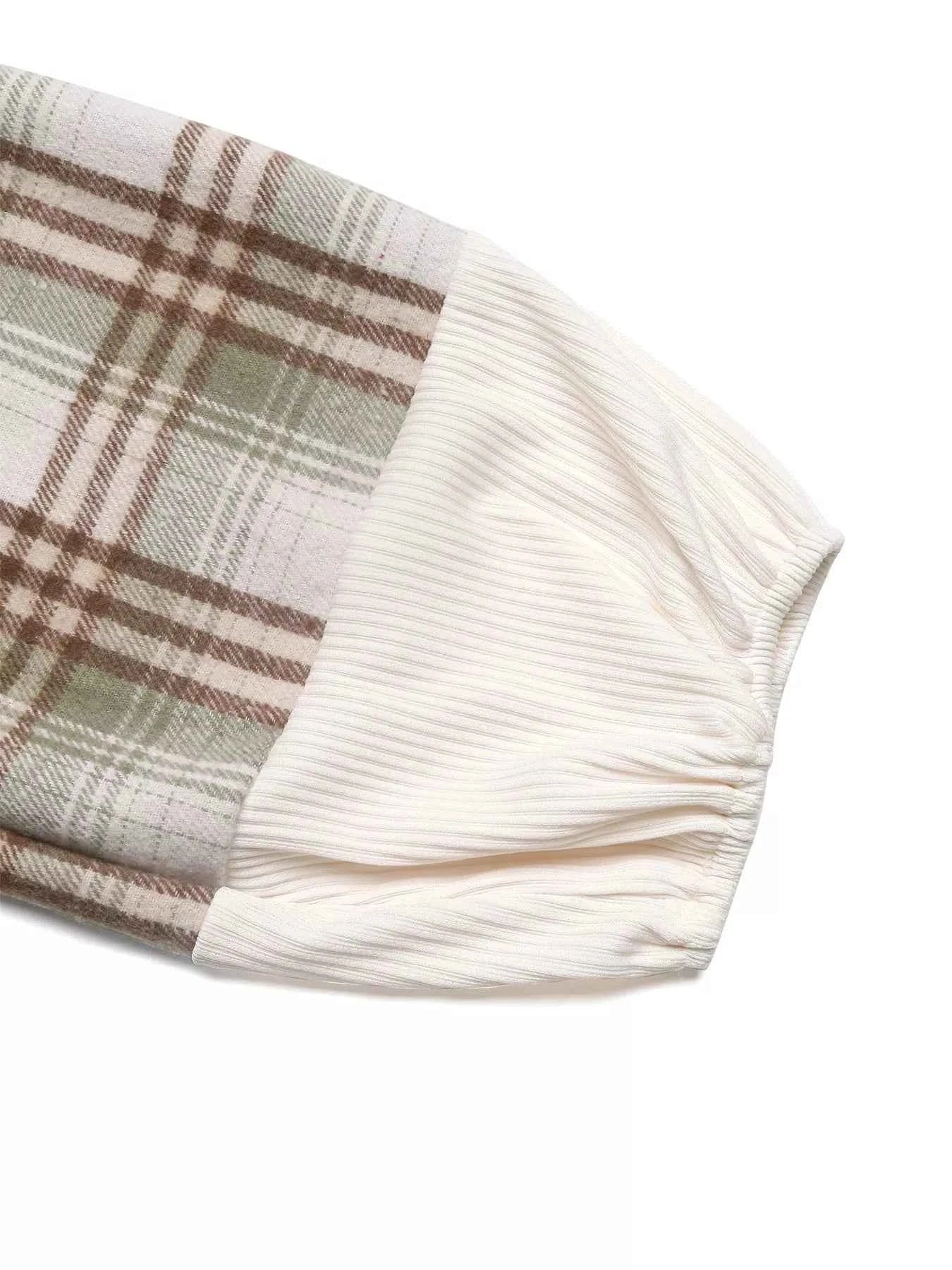 Plaid V-Neck Button Front Sweatshirt 87cbb2b4d5264151a4700671908d43b2-Max-Origin