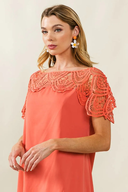 BiBi Crochet Lace Yoke Detailed Wrinkled Dress 87e1126616d948d58f87c7b7e2fccead-Max-Origin