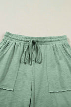 Canton Cuffed Short Sleeve Tee Raw Seam Patch Pocket Drawstring Pants Set 87e4913fb97b4013