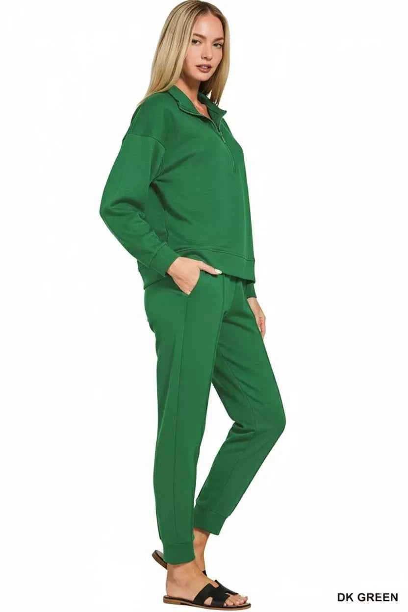 Zenana Scuba Half Zip Pullover and Jogger Set 87ea3abe-cede-4826-9fb0-30b2ce857a50-Max-Origin