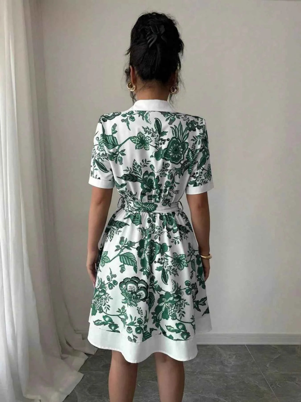Floral Print Button-Front Shirt Dress 87f2341a36e8485fbae1f29d7e9b2725-Max-Origin