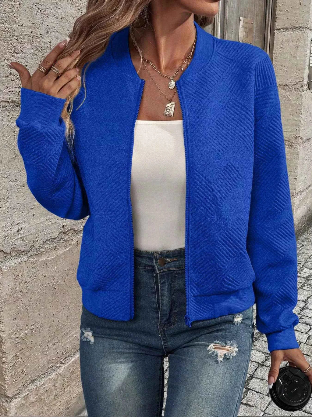 Full Size Textured Knit Zip-Up Jacket Plus Size 87f4bed0-754b-42ce-8844-91e658e504ba-Max-Origin