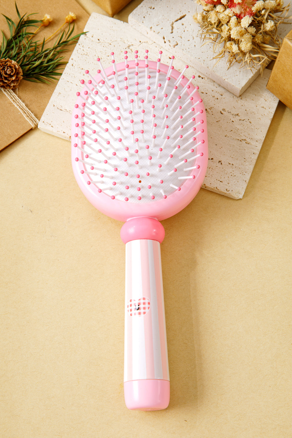 Pink 2 in 1 Round Spherical Air Cushion Detangle Comb 87f5ec9219538a3a
