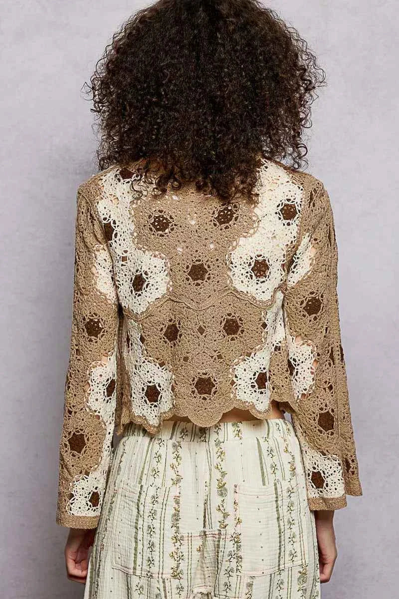 POL Floral Weave Pattern Crochet Cropped Top with Beads Detail 8800aa58-7121-4f65-bb57-b573d82c3e84-Max-Origin