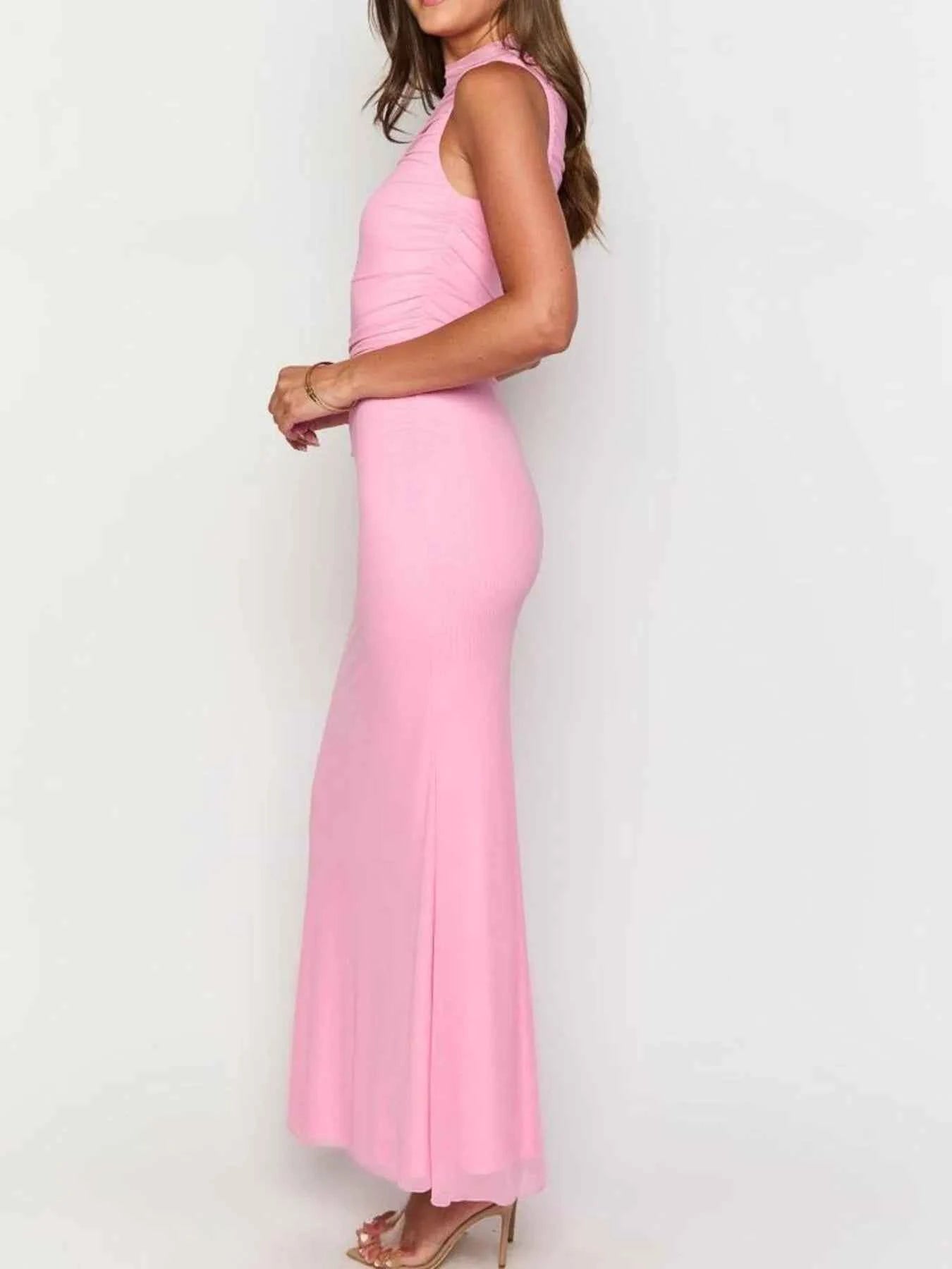 Ruched Sleeveless Bodycon Maxi Dress 880a98a206514a24be40ac7c130f6c79-Max-Origin