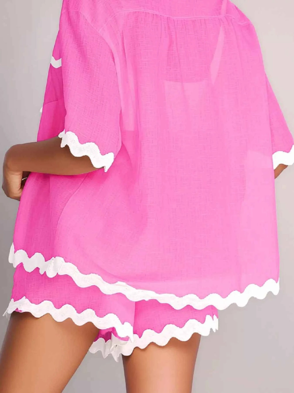 Contrast Scalloped Trim Shirt and Shorts Set 88111015cad44041a767018082413af0-Max-Origin