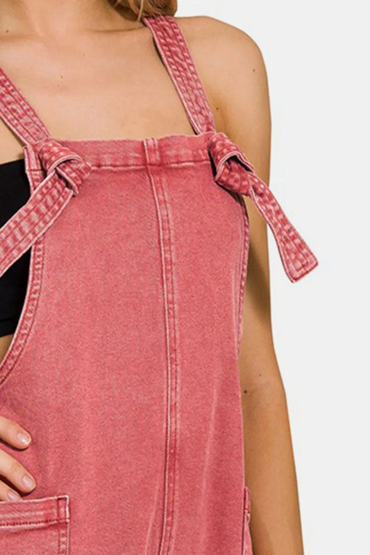 Washed Knot Strap Rompers 8819fe46-9857-44fb-b7ef-0bf104c3ad6f-Max