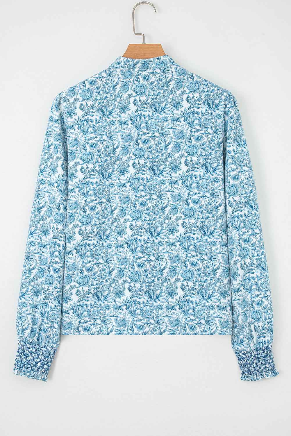 Sky Blue All Over Floral Puff Sleeve Shirt 882282d1853d5db8