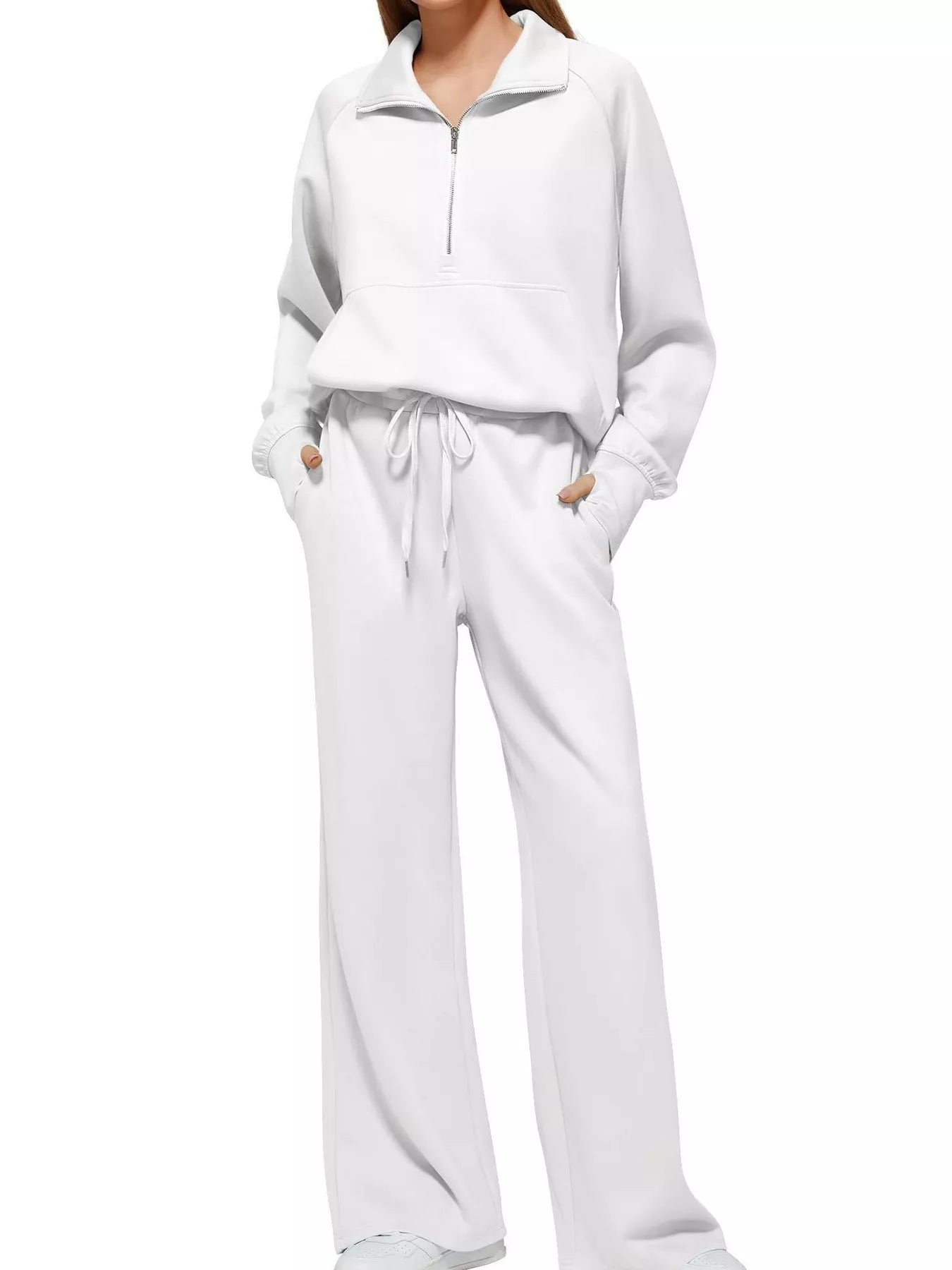 Full Size Half-Zip Sweatshirt and Wide-Leg Pants Set Plus Size White 882472e3e20f46bcb5903b34dbeac658-Max-Origin