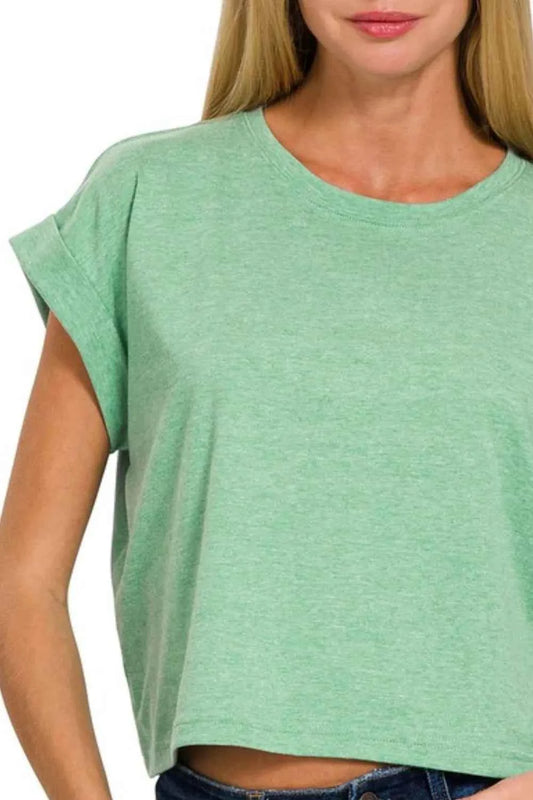 Zenana Rolled Sleeve Crop T-Shirt 882c8a39-385a-4622-88c1-10ac71d19c9c-Max-Origin