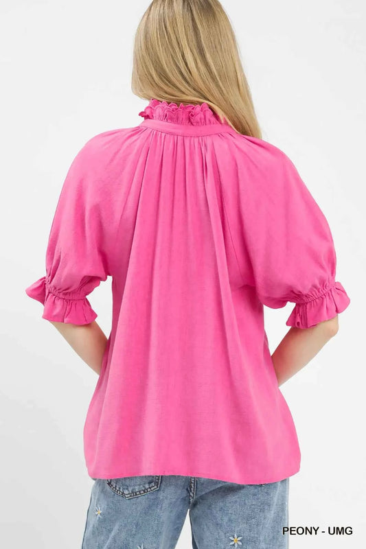 Linen Scalloped Ruffle Neck Blouse 882f4c92-32bb-46ed-b373-70ee7ef8a8ef-Max-Origin