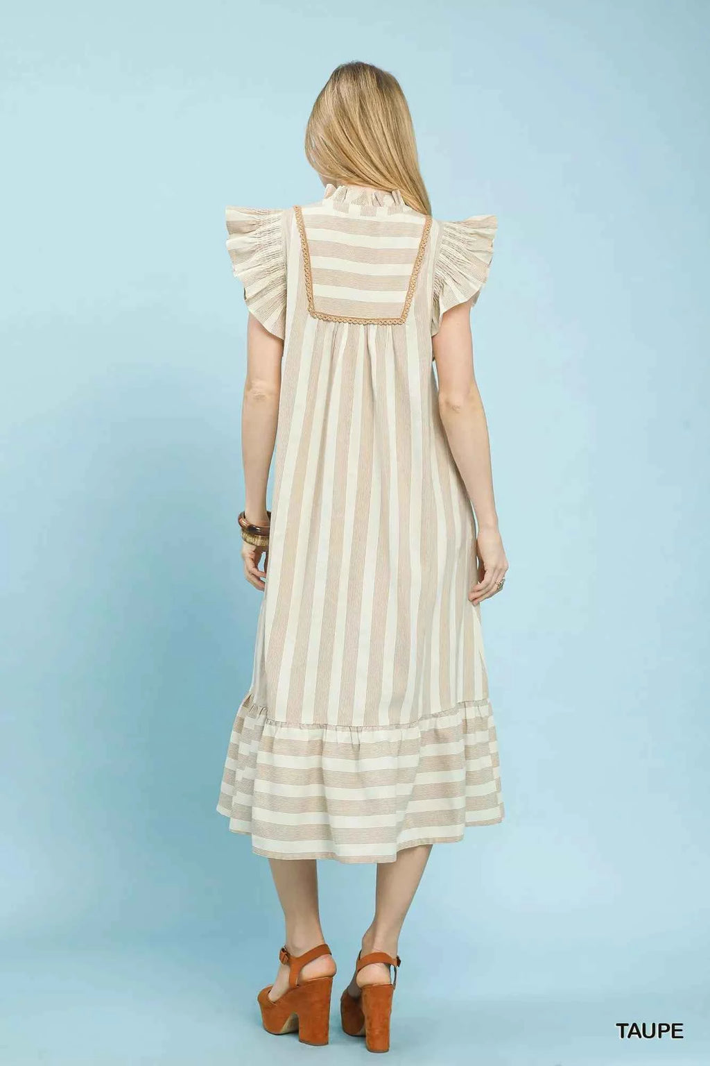 Umgee Stripe Ruffle Sleeve Tiered Midi Dress 88302c2e-2781-4218-896a-f1292a43db46-Max-Origin