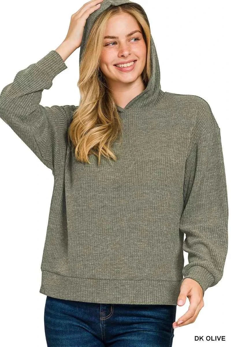 Zenana Ribbed Long Sleeve Hoodie 88406a2a884146508f9105cc34dbac90-Max-Origin