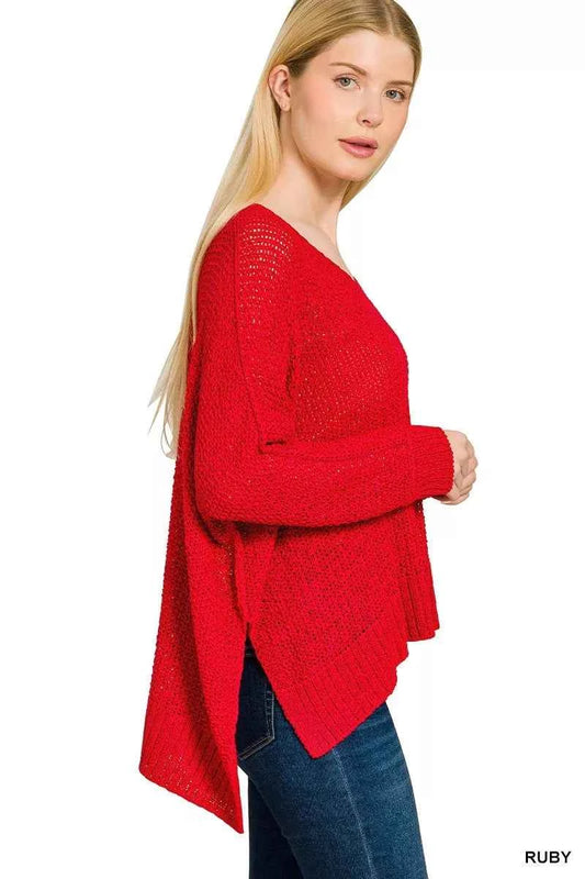Zenana Dolman Sleeve V-Neck Sweater 8849617a8c0a407896944d307372b241-Max-Origin
