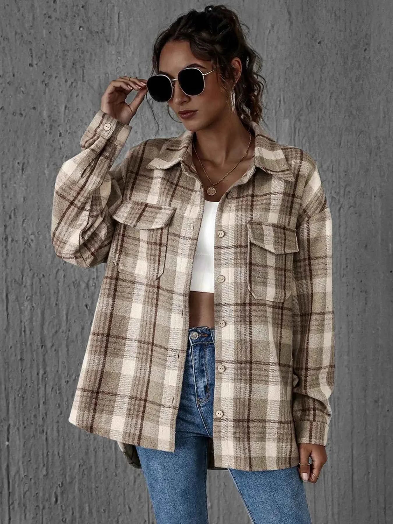 Plaid Button-Up Long Sleeve Shirt 8857435d-743d-4565-ad65-669280f4153e-Max-Origin