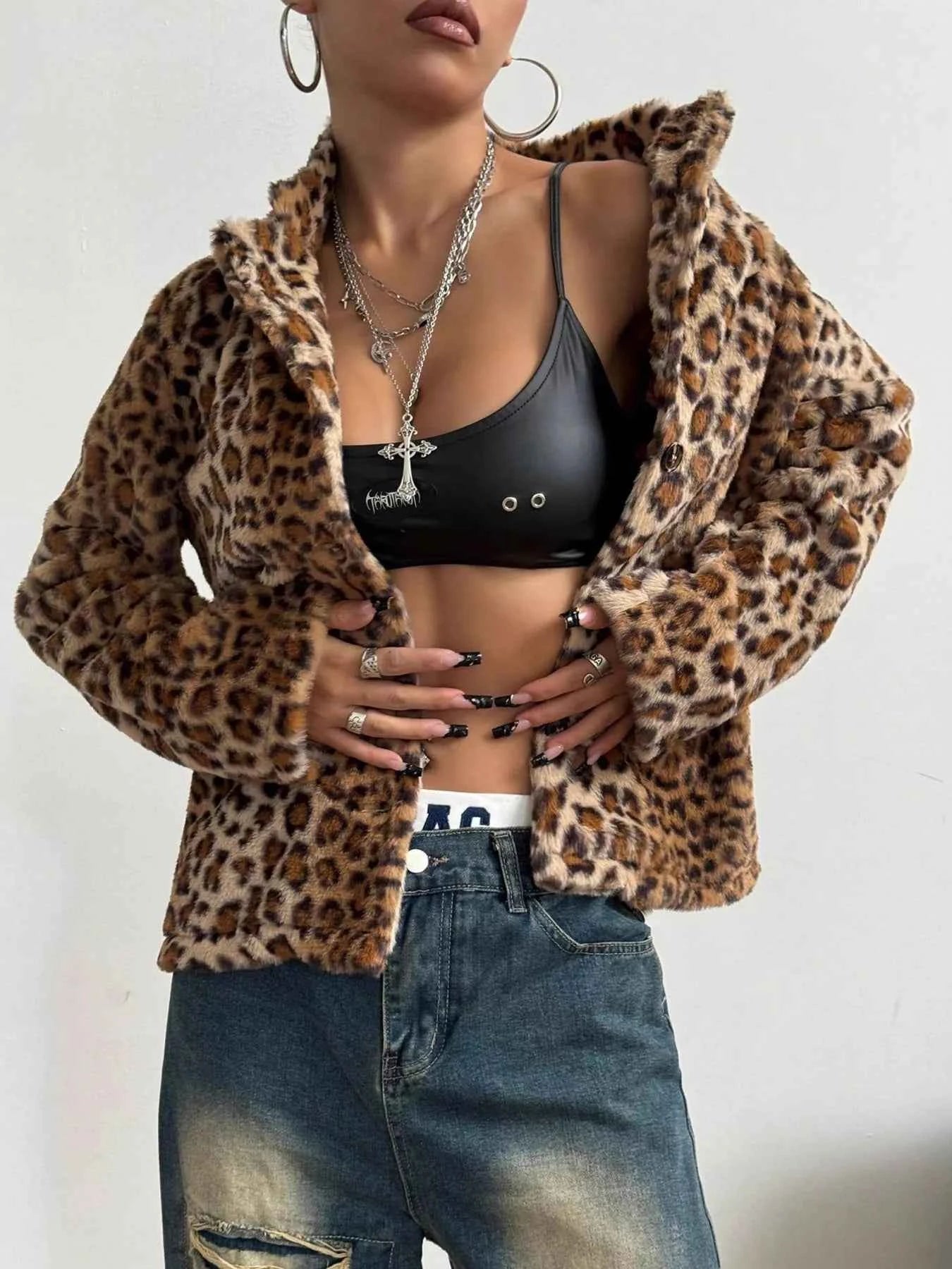 Leopard Button Up Faux Fur Outerwear 885d59dd5ff446e2beb6dd315a73a32a-Max-Origin