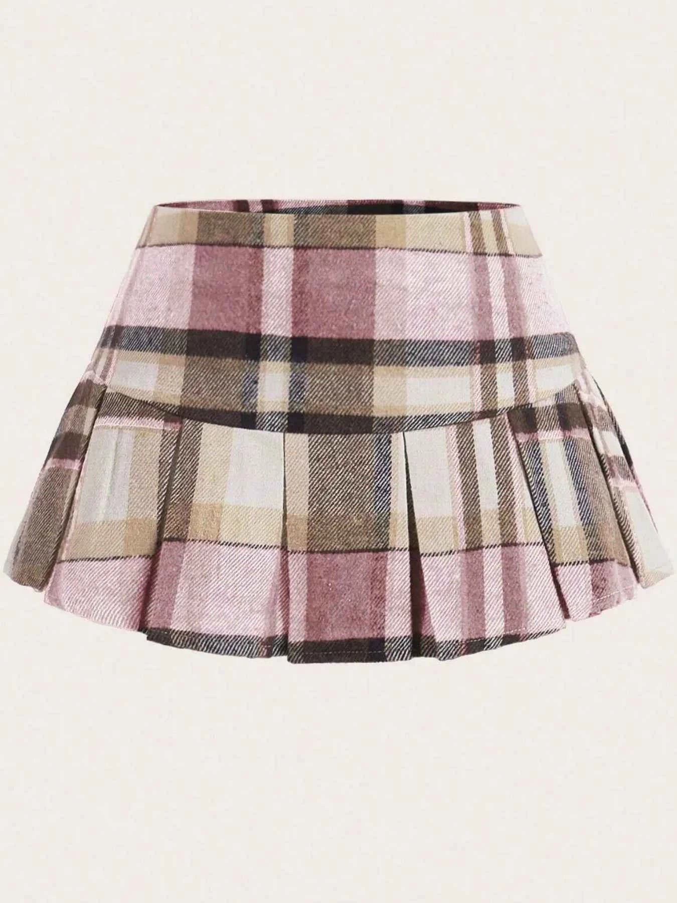 Pleated Plaid Mini Skirt Grid 885ef6ed55364f2c848f0c7d2acd1ea7-Max-Origin