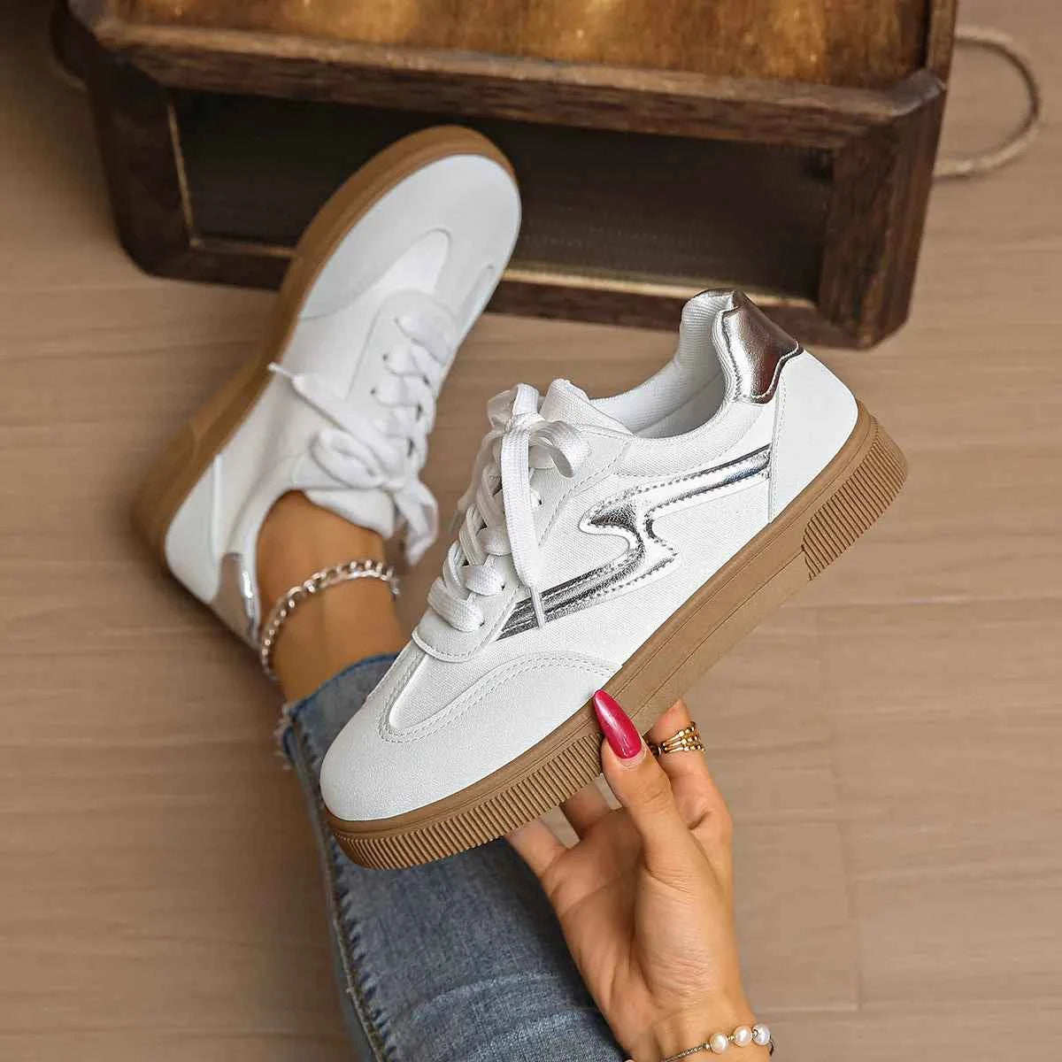 Lace Up Platform Sneakers White 88609023d3854506ab25fddb92b878c4-Max-Origin