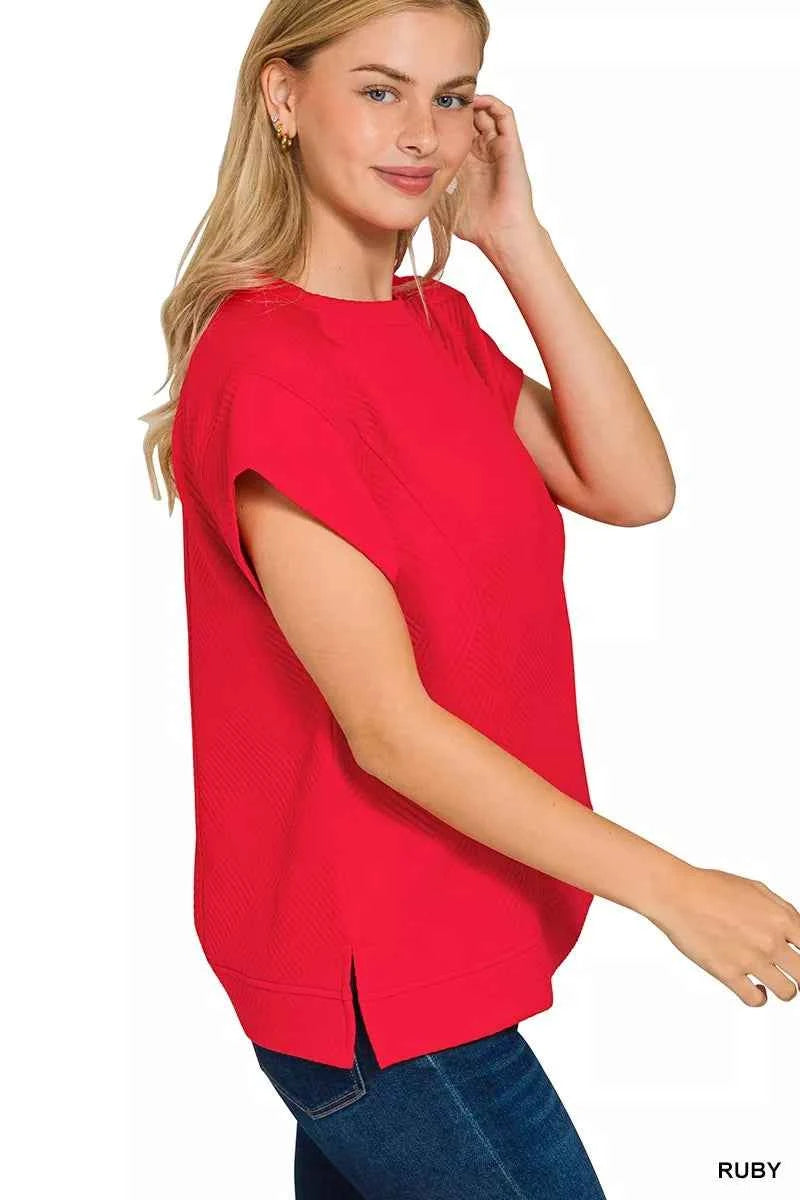 Zenana Textured Knit Jacquard Short Sleeve Top 8869b7ee72184ff4b925b86d6ba67109-Max-Origin