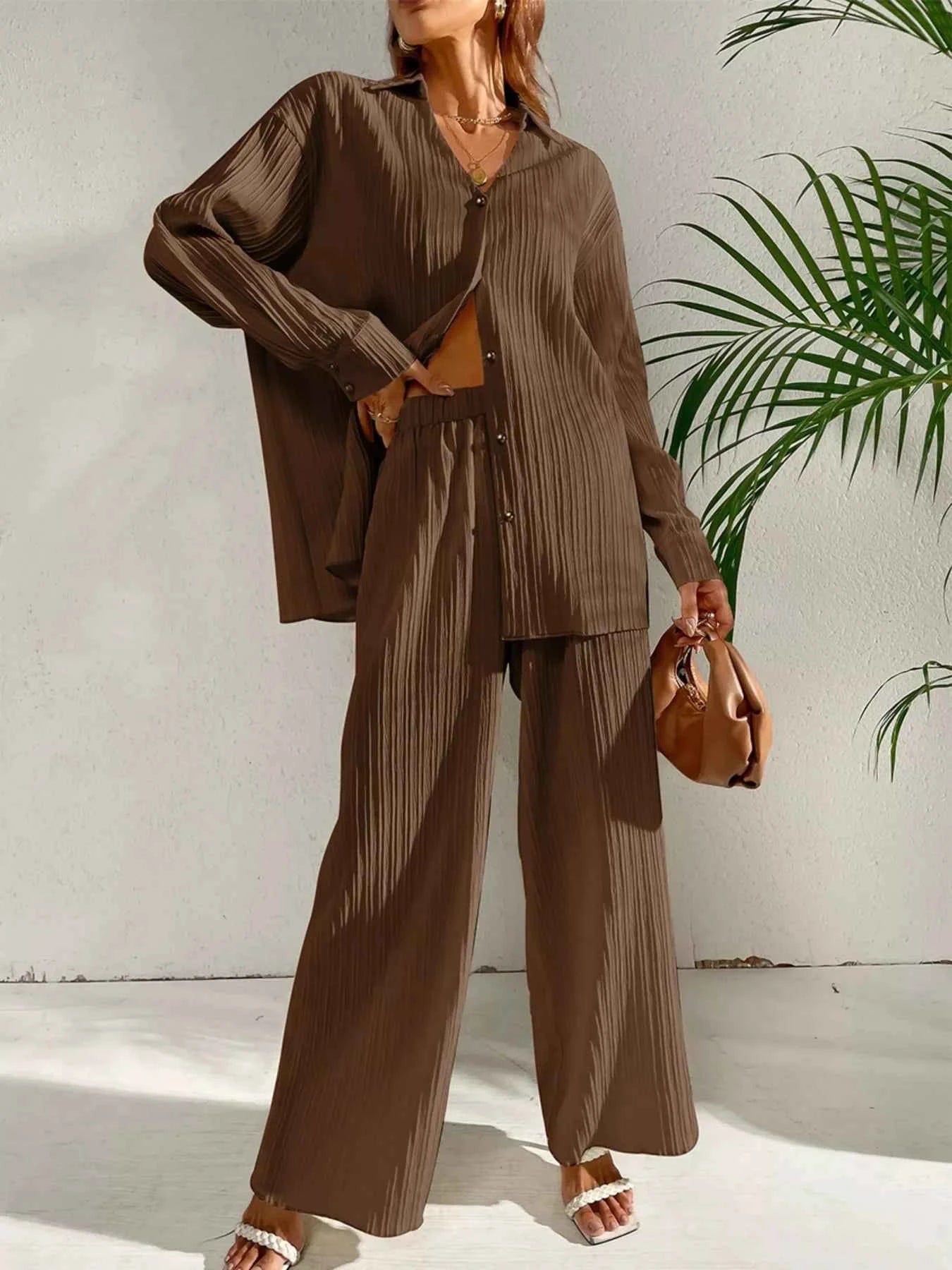 Long Sleeve Shirt & Wide Leg Pants Set 886e6843-fad9-440c-bd58-d08861a7d819-Max-Origin