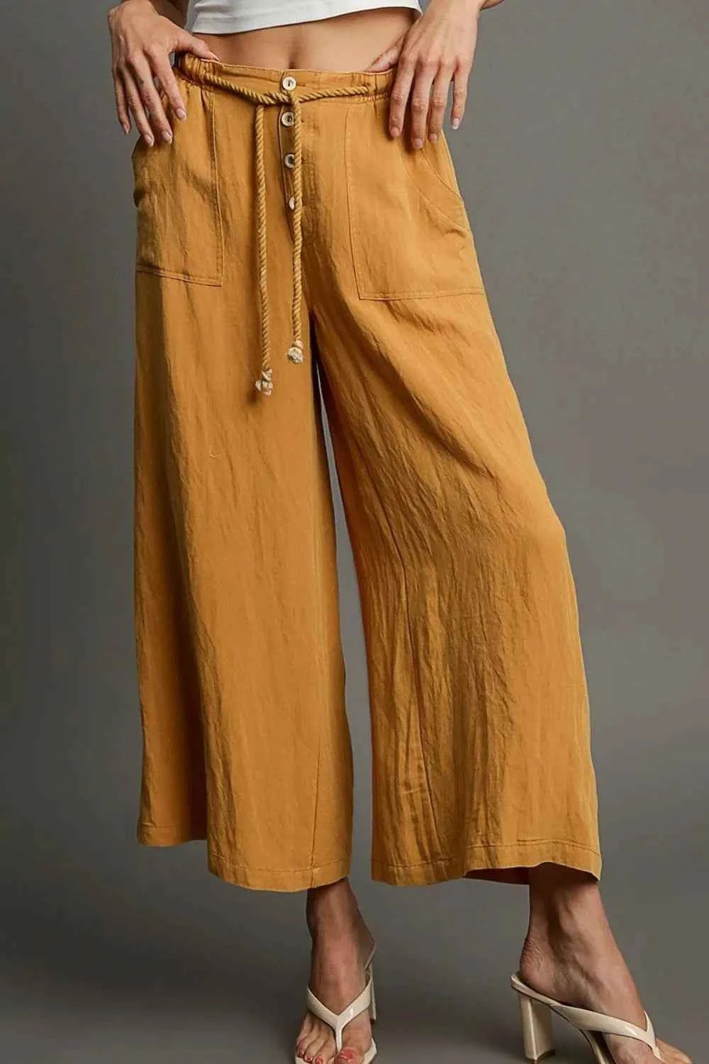 Umgee Full Size Rope Drawstring Wide Leg Pants Plus Size 886fc75a-1e4d-4353-b290-47ede4f0a997-Max